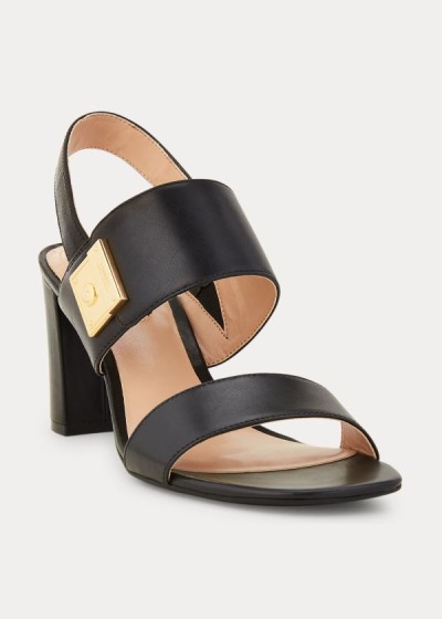 Sandalias Ralph Lauren Mujer Negros - Braidan Leather - PGKTZ6710